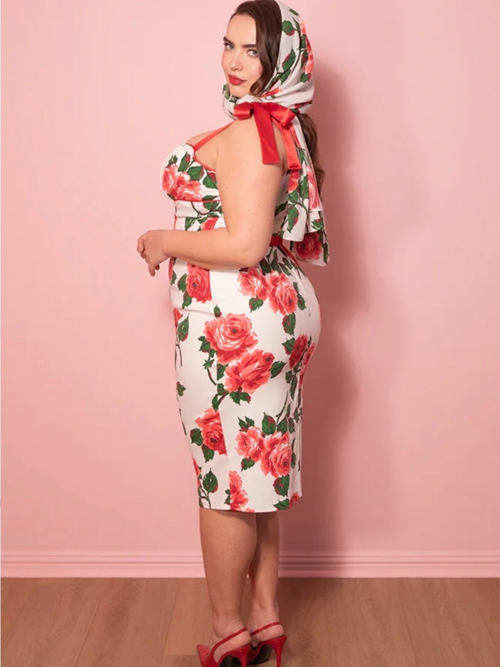 Rare boutique Vixen Antique Roses Wiggle Two-Piece Dress